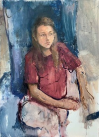 "Brittany", Oil on paper, 40 x 29 in. 2021 Carolyn Pyfrom, Brittany, Oil on paper, 40 x 29 in. 2021