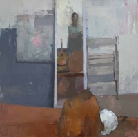"Elf with horsehead", Oil on linen, 24 x 24 in. 2021 Carolyn Pyfrom, Elf with horsehead, Oil on linen, 24 x 24 in. 2021Carolyn Pyfrom, Elf with horsehead, Oil on linen, 24 x 24 in. 2021