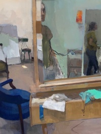 "Green mirror", Oil on linen, 35 x 27 in. 2020 Carolyn Pyfrom, Green mirror, Oil on linen, 35 x 27 in. 2020