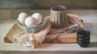 "Preparation", Oil on canvas, 19 x 35 cm, 2021 Christy Tam Lee Tat, "Preparation", Oil on canvas, 19 x 35 cm, 2021