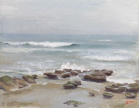 "Low tide toadstools", Oil on panel, 11 x 14 in. 2021 Claire Livingston, "Low tide toadstools", Oil on panel, 11 x 14 in. 2021