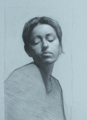Dana Levin, Advanced Painting (third year), Portrait transfer drawing, Charcoal on green paper. 48x38 cm Dana Levin, Advanced Painting (third year), Portrait transfer drawing, Charcoal on green paper. 48x38 cm