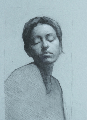 Dana Levin, Advanced Painting (third year), Portrait transfer drawing, Charcoal on green paper. 48x38 cm Dana Levin, Advanced Painting (third year), Portrait transfer drawing, Charcoal on green paper. 48x38 cm