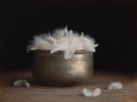 "Feathers", Oil on wood, 30 x 40 cm, 2021 Dana Zaltzman, Feathers, Oil on wood, 30 x 40 cm, 2021