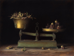 "Scales and leaves", Oil on wood, 60 x 80 cm, 2019 Dana Zaltzman, Scales and leaves, Oil on wood, 60 x 80 cm, 2019