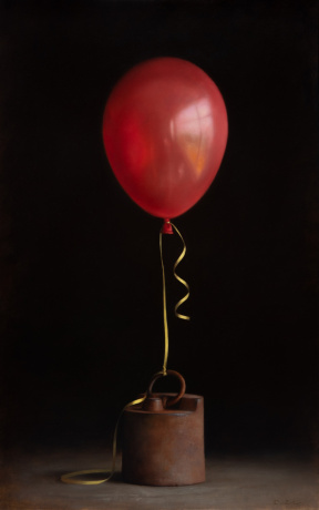 "Weight and balloon", Oil on wood, 80 x 50 cm, 2020 Dana Zaltzman, Weight and balloon, Oil on wood, 80 x 50 cm, 2020