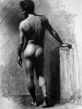 Daniel Graves, Male nude back view, Charcoal on paper, 61x47 cm, 2003 Daniel Graves, Male nude back view, Charcoal on paper, 61x47 cm, 2003