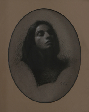 Daniel Graves, Portrait Drawing, Charcoal and white chalk on toned paper, 40x30 cm Daniel Graves, Portrait Drawing, Charcoal and white chalk on toned paper, 40x30 cm