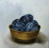 "A bowl of plums", Oil on dibond, 16 x 16 cm, 2020 Daniela Roughsedge, "A bowl of plums", Oil on dibond, 16 x 16 cm, 2020