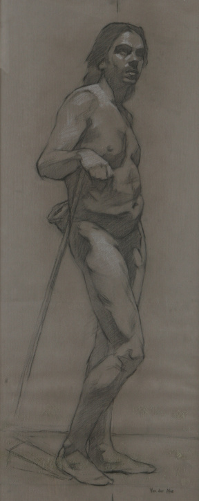 Danny Van der Ahe, Intermediate (second year), Figure drawing, Charcoal and white chalk on paper, 108x47 cm Danny Van der Ahe, Intermediate (second year), Figure drawing, Charcoal and white chalk on paper, 108x47 cm