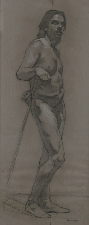 Danny Van der Ahe, Intermediate (second year), Figure drawing, Charcoal and white chalk on paper, 108x47 cm Danny Van der Ahe, Intermediate (second year), Figure drawing, Charcoal and white chalk on paper, 108x47 cm