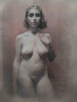 Dasha Belokrylova, Margharita, Charcoal on toned paper, 50x70 cm, 2020 Dasha Belokrylova, Margharita, Charcoal on toned paper, 50x70 cm, 2020