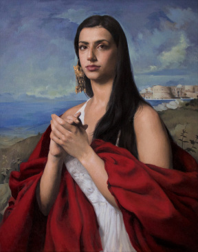 "Ritratto di Mariagrazia Lamancusa", Oil on linen, 90 x 70 cm, 2021. Eric J. Drummond, Ritratto di Mariagrazia Lamancusa, Oil on linen, 90 x 70 cm, 2021.