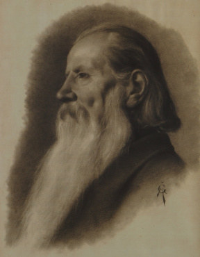 Giovanozzi, Portrait Drawing of Bearded Man in profile, 19th century, 50x40 cm Giovanozzi, Portrait Drawing of Bearded Man in profile, 19th century, 50x40 cm