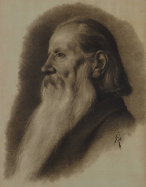 Giovanozzi, Portrait Drawing of Bearded Man in profile, 19th century, 50x40 cm Giovanozzi, Portrait Drawing of Bearded Man in profile, 19th century, 50x40 cm