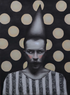 Hunter Parry, The Dunce, Charcoal White Chalk Sanguine and Colored Pencil on Paper, 65 x 50 cm, 2021 Hunter Parry, The Dunce, Charcoal White Chalk Sanguine and Colored Pencil on Paper, 65 x 50 cm, 2021