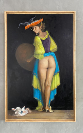 Ireland Wisdom, Freaky wisdom, Oil on jute, Framed in maple, 6 x 4 ft. 2021 Ireland Wisdom, Freaky wisdom, Oil on jute, Framed in maple, 6 x 4 ft. 2021