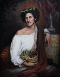 "Young bacchus", Oil on linen, 110 x 84 cm, 2019 Ireland Wisdom, Young bacchus, Oil on linen, 110 x 84 cm, 2019