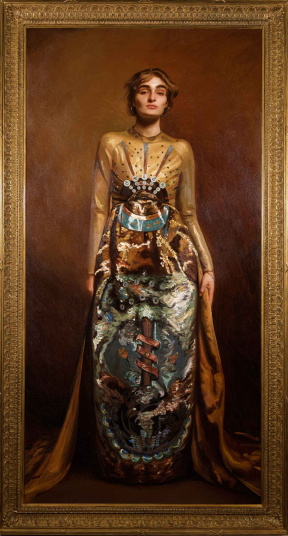 Jamie Coreth, Portrait of Yasmina, Oil on linen, 210 x 110 cm, 2020 Jamie Coreth, Portrait of Yasmina, Oil on linen, 210 x 110 cm, 2020