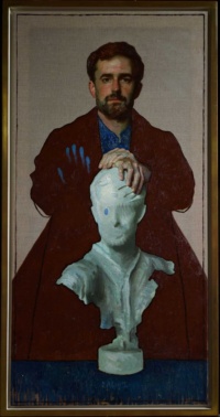 "Self portrait with bust", Oil on linen, 120 x 60 cm, 2021 Jamie Coreth, Self portrait with bust, Oil on linen, 120 x 60 cm, 2021