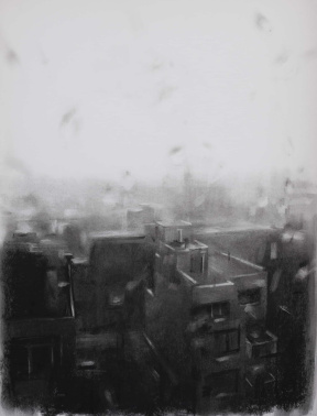 Jesus Villarreal, Rainy window in NY, Charcoal on Paper, 19 x 24 in. 2019 Jesus Villarreal, Rainy window in NY, Charcoal on Paper, 19 x 24 in. 2019
