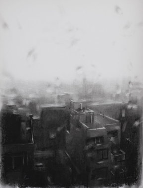 Jesus Villarreal, Rainy window in NY, Charcoal on Paper, 19 x 24 in. 2019 Jesus Villarreal, Rainy window in NY, Charcoal on Paper, 19 x 24 in. 2019