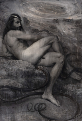 Jordi Diaz Alamà - King Minos. Si Volse a Retro series - mixed media on canvas - 195 x 130 cm - 2021 Jordi Diaz Alamà - King Minos. Si Volse a Retro series - mixed media on canvas - 195 x 130 cm - 2021