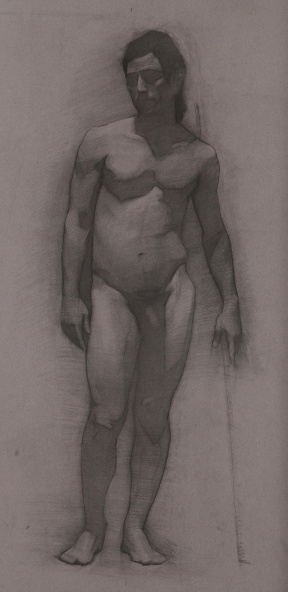 Jura Bedic preparatory male figure drawing for transfer, Charcoal on transfer paper, 86x47 cm Jura Bedic preparatory male figure drawing for transfer, Charcoal on transfer paper, 86x47 cm