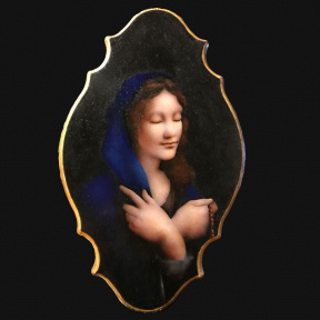 Justas Varpucanskis, Our Lady of Mercy Holding the Rosary, Oil on panel, 13 x 8 in. 2021 Justas Varpucanskis, Our Lady of Mercy Holding the Rosary, Oil on panel, 13 x 8 in. 2021