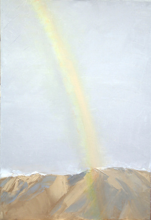 "Rainbow Over Esjan", Oil on canvas, 42 x 80 cm, 2020 Linda Jen, Rainbow Over Esjan, Oil on canvas, 42x80 cm, 2020
