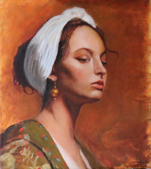 Lorraine Mocco, Contemplation, Oil on canvas, 16x18 in, 2020 Lorraine Mocco, Contemplation, Oil on canvas, 16x18 in, 2020