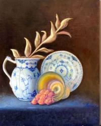 "Grandmother’s China", Oil on canvas, 16 x 20 in. 2021 Lorraine Mocco, Grandmother’s China, Oil on canvas, 16 x 20 in. 2021