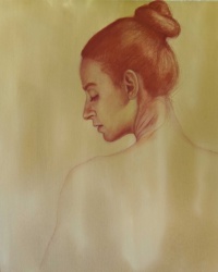 "Reflections", Red chalk on hand toned paper, 29 x 22 in. 2020 Lorraine Mocco, Reflections, Red chalk on hand toned paper, 29 x 22 in. 2020