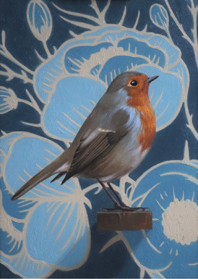 Marie Blom, Christmas Robin, Oil on Panel, 18 x 13 cm, 2021 Marie Blom, Christmas Robin, Oil on Panel, 18 x 13 cm, 2021