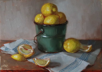 Marie Blom, Lemon harvest, Oil on panel, 18 x 13 cm, 2021