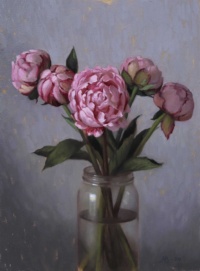"Pink Peonies", Oil on panel, 30 x 20 cm, 2020 Marie Blom, Pink Peonies, Oil on panel, 30 x 20 cm, 2020