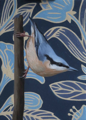 Marie Blom, Red Breasted Nuthatch, Oil on panel, 18 x 13 cm, 2021 Marie Blom, Red Breasted Nuthatch, Oil on panel, 18 x 13 cm, 2021