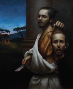 Matteo Taverna, Self portrait ”The Lion and the Camel, Oil on canvas,100x80 cm, 2020 Matteo Taverna, Self portrait ”The Lion and the Camel, Oil on canvas,100x80 cm, 2020