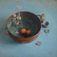 "Dried oranges", Oil on acm panel, 40 x 40 cm, 2020 Michael DeVore, Dried oranges, Oil on acm panel, 40 x 40 cm, 2020