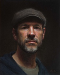 "Self-Portrait with cap", Oil on linen, 30 x 40 cm, 2019 Michael DeVore, Self-Portrait with cap, Oil on linen, 30 x 40 cm, 2019