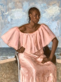 "Assiatou", Oil on jute, 90 x 120 cm, 2021 Moses Hamborg, Assiatou, Oil on jute, 90 x 120 cm, 2021