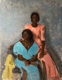 "Mariam & Moumi", Oil on jute, 140 x 180 cm, 2021 Moses Hamborg, Mariam & Moumi, Oil on jute, 140 x 180 cm, 2021