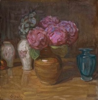 "Hydrangeas", Oil, 10,5 x 11 in. 2021 Nathan Sowa, Hydrangeas, Oil, 10,5 x 11 in. 2021