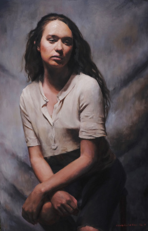 Nicholas Benedict Robinson, Mary-Kate Lanigan, Oil on birchwood, 94 x 60 cm, 2018 Nicholas Benedict Robinson, Mary-Kate Lanigan, Oil on birchwood, 94 x 60 cm, 2018