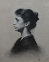 "Dasha", Charcoal and conte on hand toned paper, 40 x 60 cm, 2020 Ola Alaa Eldin, Dasha, Charcoal and conte on hand toned paper, 40 x 60 cm, 2020
