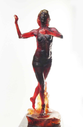 Olivia Kim, At Dusk, Cast glass and gold leaf, 21 x 11 x 8 in. 2019 Olivia Kim, At Dusk, Cast glass and gold leaf, 21 x 11 x 8 in. 2019