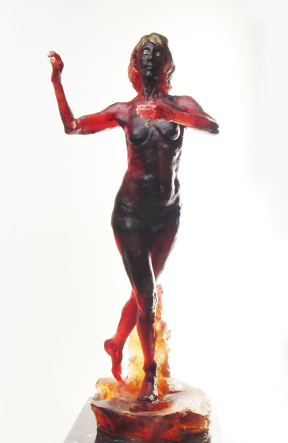 Olivia Kim, At Dusk, Cast glass and gold leaf, 21 x 11 x 8 in. 2019 Olivia Kim, At Dusk, Cast glass and gold leaf, 21 x 11 x 8 in. 2019