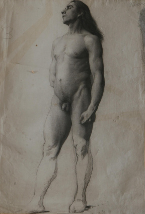 Lawton S. Parker (b. 1868; d. 1954), figure drawing (male front view), 19th century, 60x42 cm Lawton S. Parker (b. 1868; d. 1954), figure drawing (male front view), 19th century, 60x42 cm