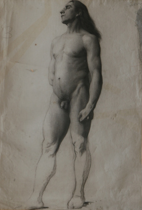 Lawton S. Parker (b. 1868; d. 1954), figure drawing (male front view), 19th century, 60x42 cm Lawton S. Parker (b. 1868; d. 1954), figure drawing (male front view), 19th century, 60x42 cm