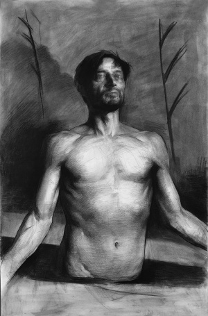 Per Elof Nilsson Ricklund, Preparatory drawing for "Biegolmai", Charcoal, 114 x 72 cm, 2018, €1.600,00 Per Elof Nilsson Ricklund, Preparatory drawing for "Biegolmai", Charcoal, 114 x 72 cm, 2018, €1.600,00